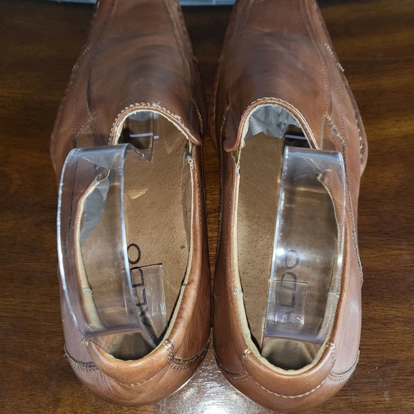 Aldo Mens Brown Leather Classic Casual Square Toe Slip On Loafer Size 9.5 - Picture 6 of 8